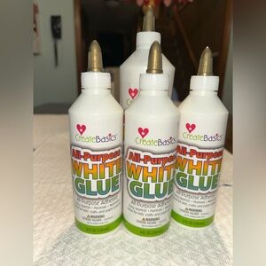 Create Basics All-Purpose White Glue Lot Of (3) 8 Oz  And (1) 16 Oz Bottle. New